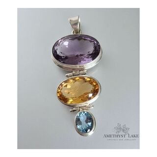 Trinity Faceted Amethyst Citrine Topaz Gem Pendant